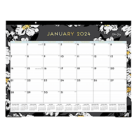 2024 Blue Sky™ Baccara Dark Monthly Desk Pad Calendar, 22" x 17", January to December 2024, 110215