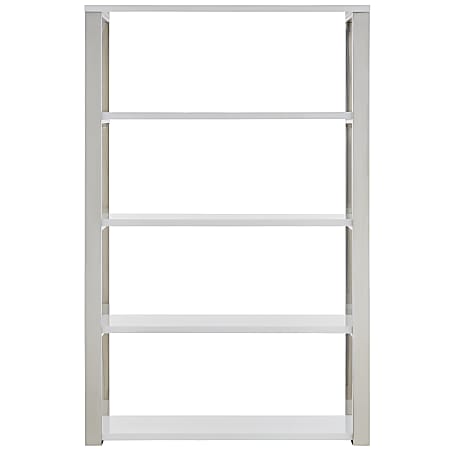 Eurostyle Dillon 61"H 5-Shelf Bookcase, Steel/White