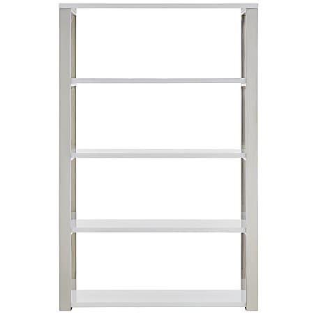 Eurostyle Dillon 61"H 5-Shelf Bookcase, Steel/White