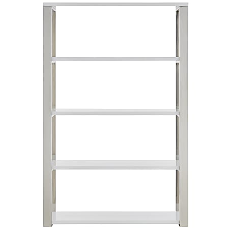 Eurostyle Dillon 61&quot;H 5-Shelf Bookcase, Steel/White