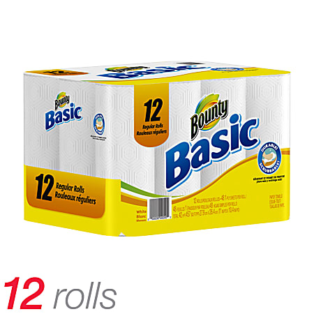 Bounty® Paper Towels, 1-Ply, 48 Sheets Per Roll, Case Of 12 Rolls