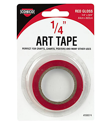 COSCO Art Tape, 1/4&quot;W, Gloss Red