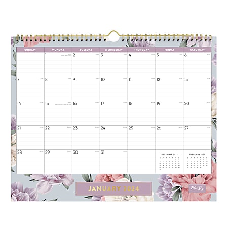 2024 Blue Sky™ Tula Monthly Wall Calendar, 15" x 12", January to December 2024 , 144076