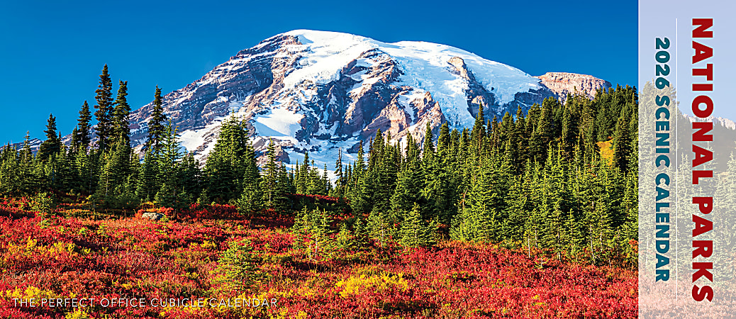 2026 Willow Creek Press Panoramic Wall Calendar, 6-1/2" x 15", National Parks, January To December, 56271