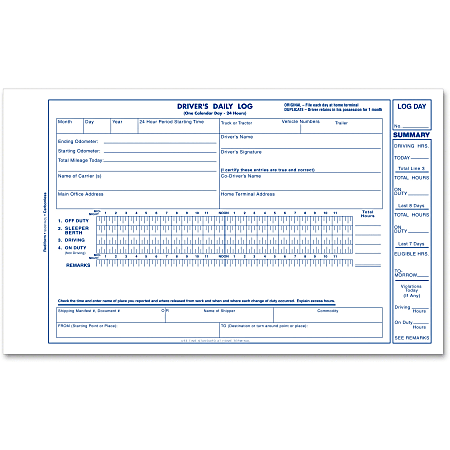 Rediform Carbonless 2-part Driver's Daily Log Book - 2 PartCarbonless Copy - 5.37" x 8.75" Form Size - White - Black Print Color - Recycled - 1 / Each