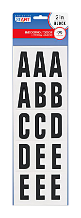 Creative Start® Self-Adhesive Letters, Numbers and Symbols, 2", Block, Black, Pack of 99