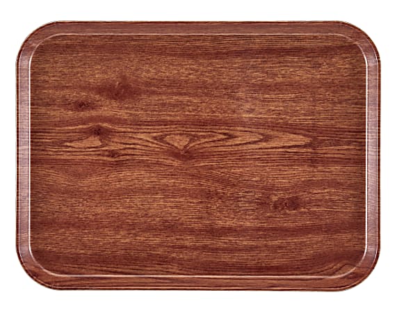 Cambro Camtray Rectangular Serving Trays, 15" x 20-1/4", Country Oak, Pack Of 12 Trays