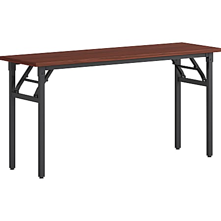 Lorell® Folding Melamine Training Table, 30”H x 60”W x 18”D, Black/Mahogany