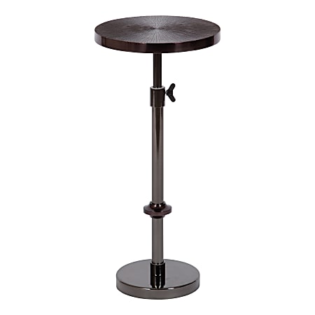 Kate and Laurel Engles Iron Round Drink Table, 30"H x 10"W x 10"D, Gunmetal