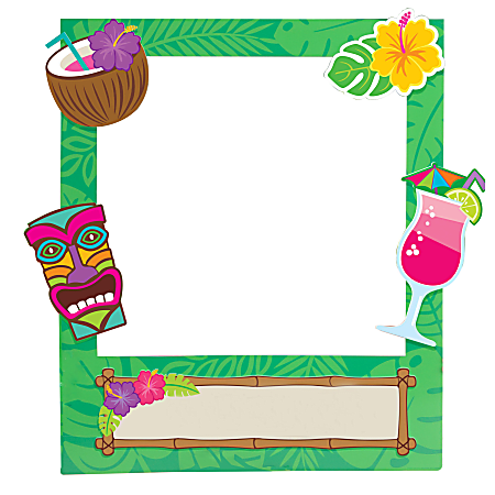 Amscan 15-Piece Summer Luau Customizable Giant Tiki Photo Frame, 35" x 30", Multicolor