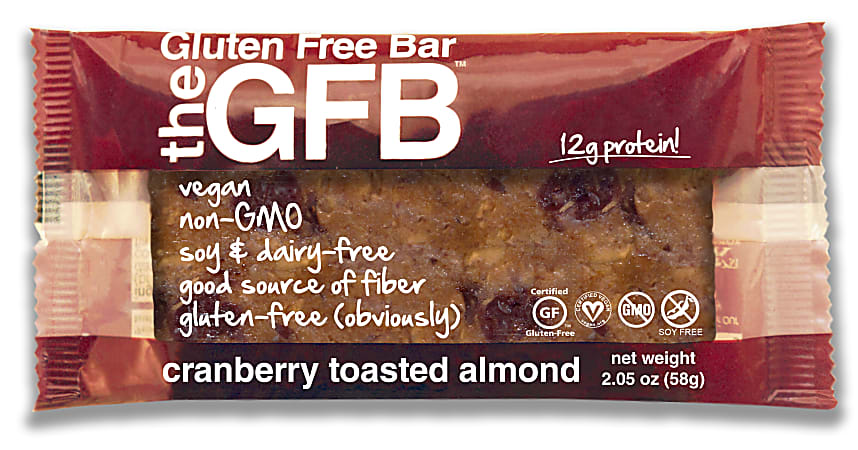 GFB- The Gluten-Free Bar, Cranberry Toasted Almond, 2.05 Oz, Pack Of 12