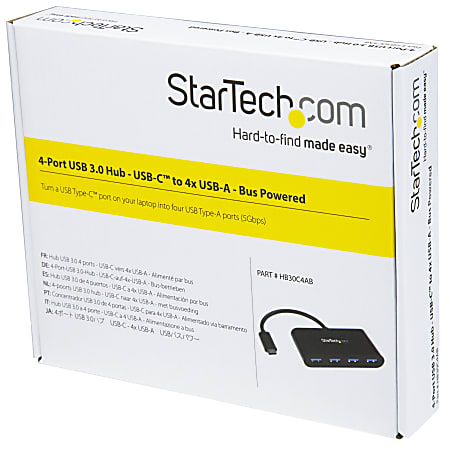 StarTech.com USB C Hub 4 Port USB C to USB A 4x Bus Powered USB Hub USB ...
