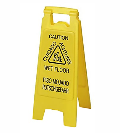 Carlisle Wet Floor Sign, 24" x 8", Yellow