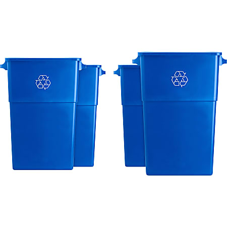 Suncast Commercial Narrow Rectangular Resin Trash Can With Handles 23  Gallons 30 H x 11 W x 22 D Blue Recycle - Office Depot