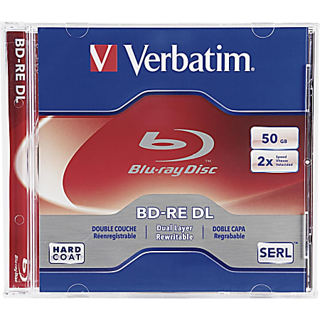Verbatim BD-RE DL 50GB 2X with Branded Surface - 1pk Jewel Case - 1pk Jewel Case