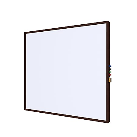 Ghent Impression Non-Magnetic Dry-Erase Whiteboard, Porcelain, 47-3/4” x 71-3/4”, White, Cherry Wood Frame