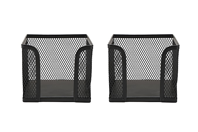 Mind Reader Network Collection Memo Holder Basket Organizers, 4-1/16”H x 4-1/8”W x 4-1/4”D, Black, Set Of 2 Organizers
