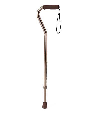 Medline Adjustable Aluminum Offset-Handle Cane, 29" - 38", Bronze