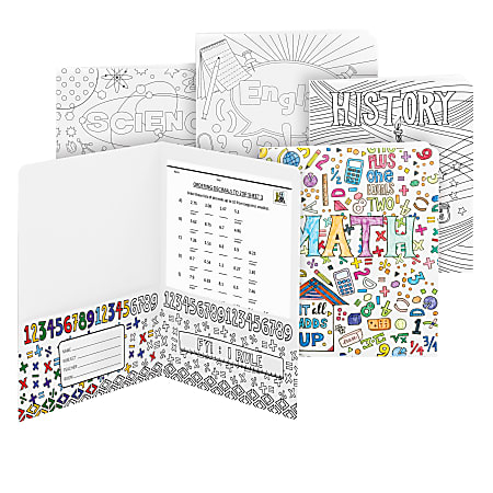 Smead® 2-Pocket Card Stock Coloring Folders, Letter Size, White, Pack Of 4 Folders
