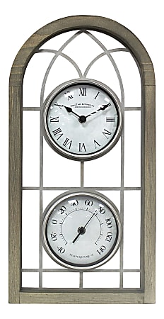 FirsTime & Co.® Farmhouse Arch Outdoor Clock, Rustic Brown/Antique Silver