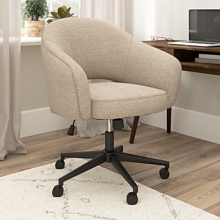 Bush Furniture Fairfax Ergonomic Fabric Mid Century Mid Back Modern Desk Chair for Home Office, Cool Beige Fabric, Standard Delivery