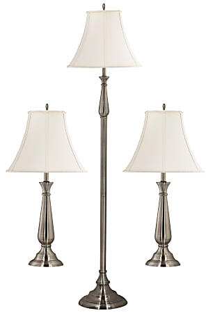 Kenroy Home Table/Floor Lamp, Banister 3-Pack Lamp Set, Brushed Steel