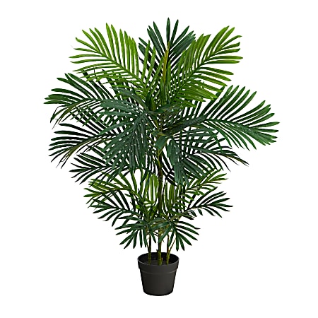 Nearly Natural Areca Palm 40”H Artificial Plant With Planter, 40”H x 14”W x 14”D, Green/Black