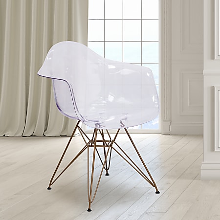 Flash Furniture Allure Series Polycarbonate Side Chair, Clear/Gold