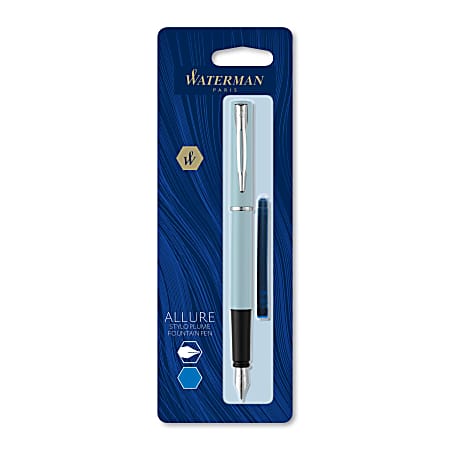 Waterman® Allure Fountain Pen, 0.5 mm, Fine Point, Baby Blue Pastel Lacquer, Blue Ink