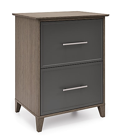 Realspace® Koru 23-1/2"W x 17-1/2"D Lateral 2-Drawer File Cabinet, Two-Tone Slate/Gray Oak, BIFMA Compliant