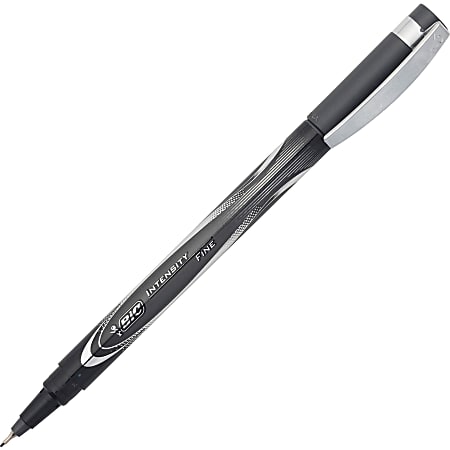 BIC Intensity Marker Pens, Ultra-Fine Point, 0.5 mm, Black Barrel, Black  Ink, Pack Of 12 Pens