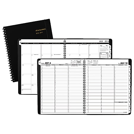 AT-A-GLANCE® Weekly/Monthly Academic Planner, 9 1/8" x 11", Move-A-Page Appointment Book, Black, July 2016 to June 2017