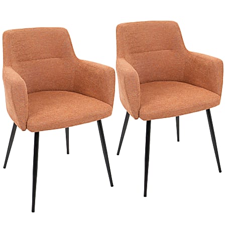LumiSource Andrew Chairs, Black/Orange, Set Of 2 Chairs