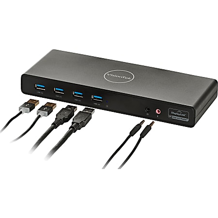 VisionTek VT4000 USB / USB-C Docking Station Dual 4K Displays - 6 x USB 3.0  - RJ-45 Ethernet -2x HDMI -2x DisplayPort - Audio Line In - Audio Line Out