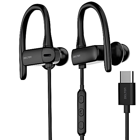 Delton 24EC USB Type-C Stereo Earbuds, Black