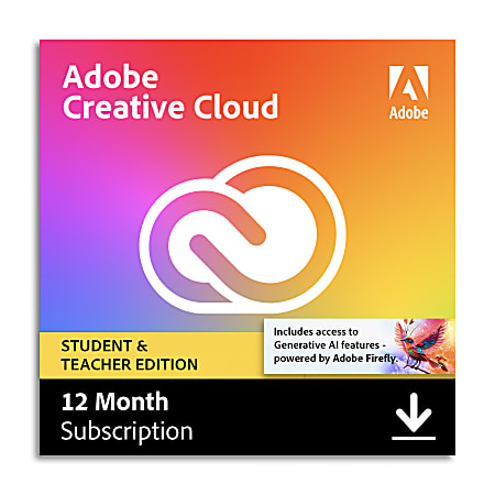 Adobe Creative Cloud EDU, 2025, 1 Year Subscription, For Windows/Mac, Download