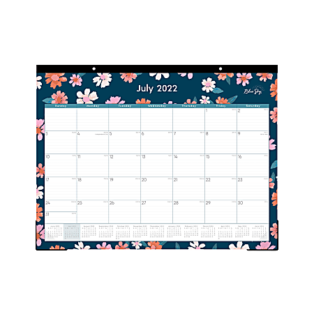 Blue Sky™ Monthly Academic Desk Pad Calendar, 22" x 17", Kalista, July 2022 to June 2023, 136531