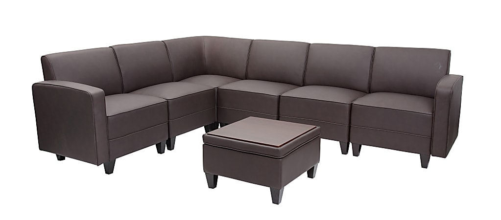 Boss Sectional Corner Sofa With Ottoman, Brown