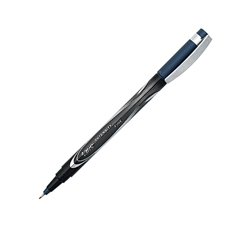 BIC® Intensity Marker Pens, Fine Point, 0.5 mm, Metallic Wrap Barrel, Blue Ink, Pack Of 12