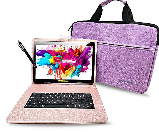 Linsay Octa Core Tablet, 10.1”, 4GB Memory, 128GB Storage, Android 13, With Pink Unique Oracle Keyboard Case And Tablet Briefcase