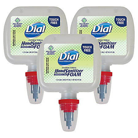 Dial® Professional Foaming Hand Sanitizer Refill For Duo Touch-Free Dispensers, Fragrance-Free, 40.6 Oz, Carton Of 3
