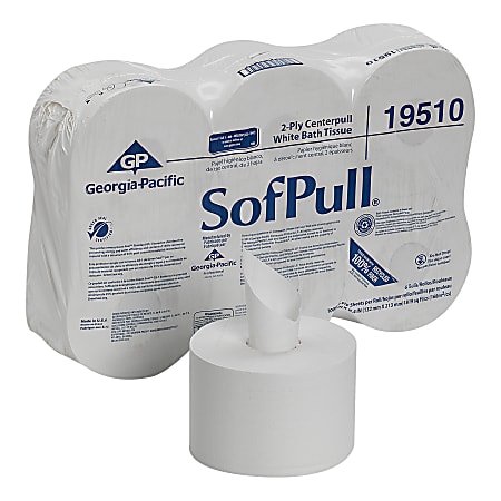 Georgia-Pacific SofPull® Centerpull 2-Ply Toilet Paper, 1000 Sheets Per Roll, 100% Recycled, Pack Of 6 Rolls