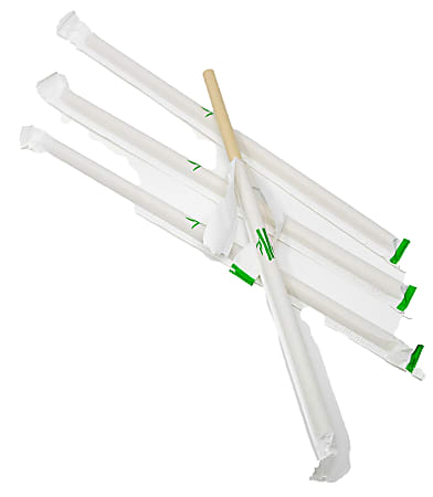 Purely Bamboo Fiber Drinking Straws, 8", Brown, Pack Of 10,000 Straws