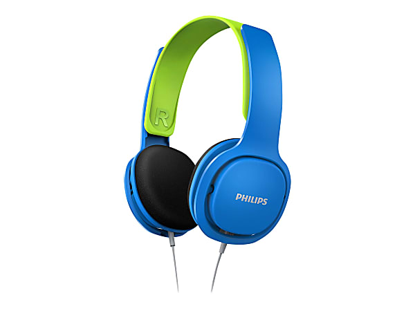 Philips Kids SHK2000BL Headphones on ear wired 3.5 mm jack noise isolating blue green