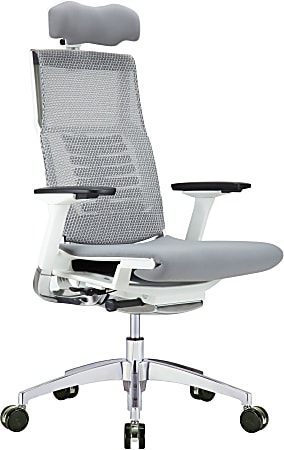 Raynor® Powerfit Erognomic Fabric High-Back Executive Office Chair, White/Gray
