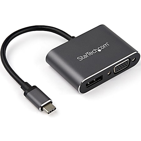 StarTech.com USB C Multiport Video Adapter - USB-C to 4K 60Hz DisplayPort 1.2 HBR2 HDR or 1080p VGA Monitor Adapter - CDP2DPVGA