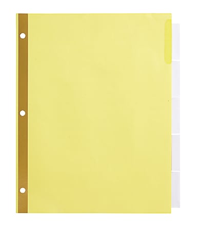 Office Depot® Brand Insertable Dividers With Big Tabs, Buff, Clear Tabs, 5-Tab