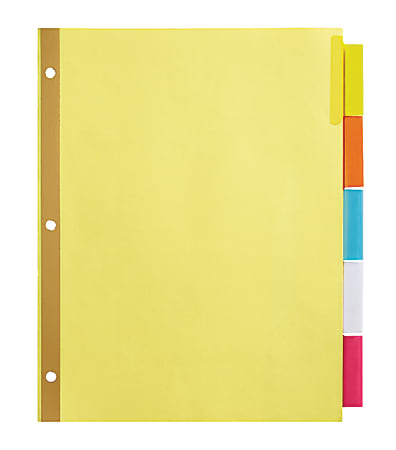 Office Depot® Brand Insertable Dividers With Big Tabs, Buff, Assorted Colors, 5-Tab