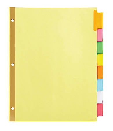 Office Depot® Brand Insertable Dividers With Big Tabs, Buff, Assorted Colors, 8-Tab