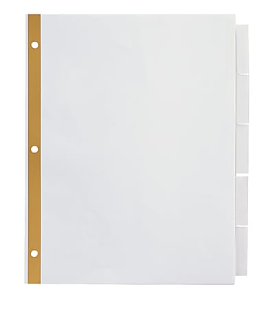 Office Depot® Brand Insertable Dividers With Big Tabs, White, Clear Tabs, 5-Tab